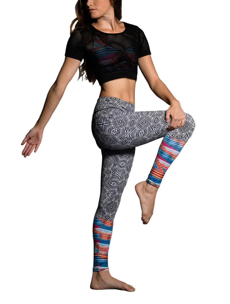 Onzie Hot Yoga Graphic Leggings 229 - Tribal Effect - Front Side View