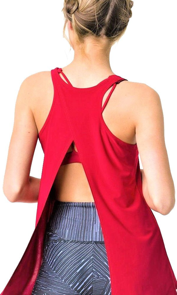 Onzie Hot Yoga 3109 Tie Back Tank One Size - Red - Back View2