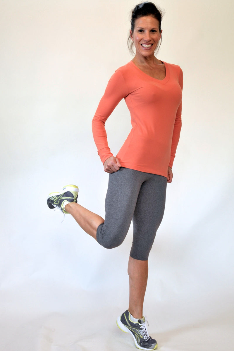 One Step Ahead Brushed Supplex V Neck Long Sleeve Top 2015