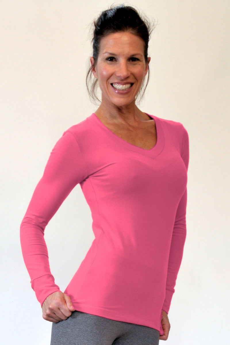 One Step Ahead Brushed Supplex V Neck Long Sleeve Top 2015