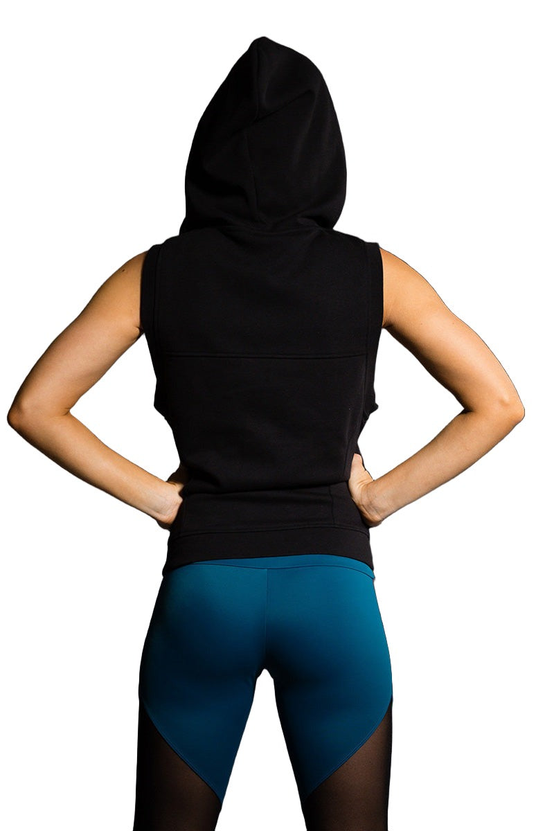 Onzie Hot Yoga Wear Zip Front Hoodie 604 - Black - Back View