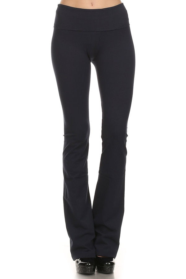 T-Party Fold Over Waist Solid Yoga Pants CJ7016