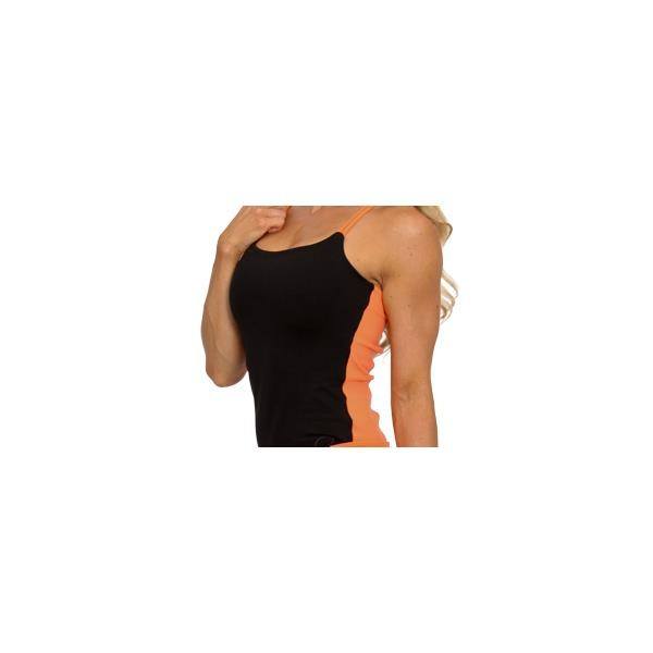 Equilibrium Activewear Link Long Top LT113 - Black/Coral  - front view