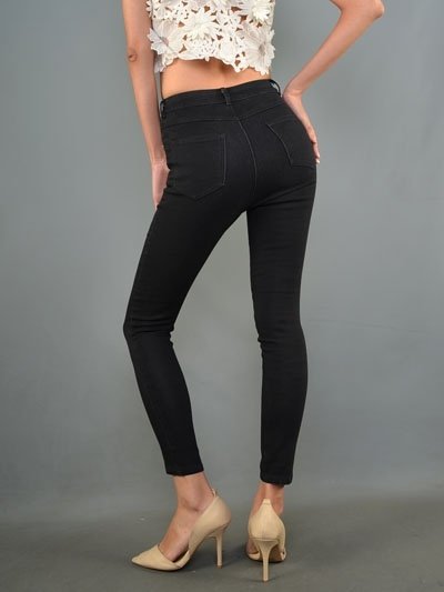 Signature 8 High Waisted Ankle Skinny Jean IP309 Black - rear view 