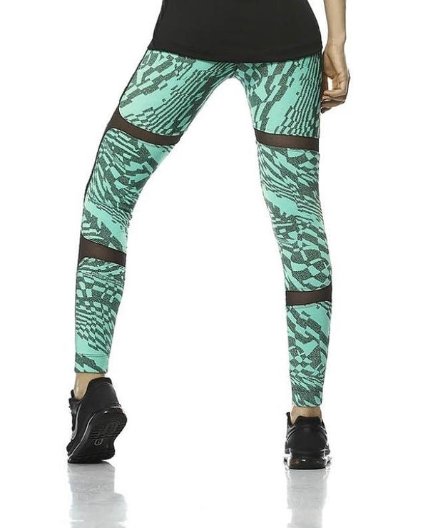 Babalu Style Textured Legging with Mesh Inset 35863 Jade - rear view