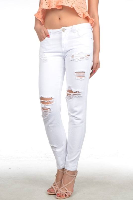 Signature 8 Relaxed Fit White Jeans IP629W - front alt view