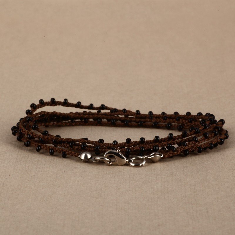 Hand Made Necklace/ Bracelet With Seed Beads - Brown