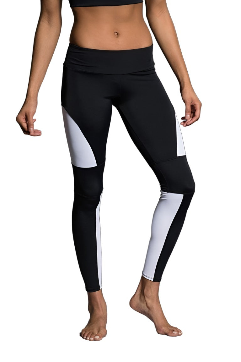 Onzie Hot Yoga Moto Pants Legging 279 - Black/White - Front View