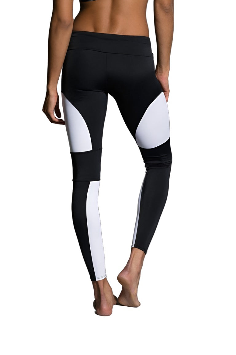 Onzie Hot Yoga Moto Pants Legging 279 - Black/White - Back View