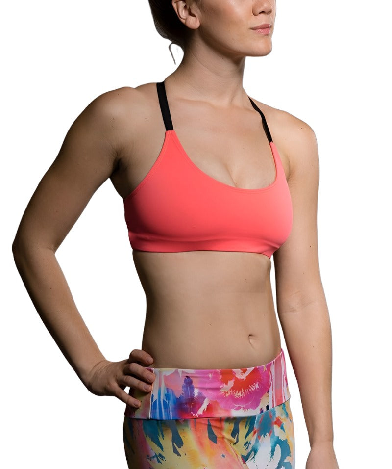 Onzie Hot Yoga X Back Elastic Bra Top 377 - Watermelon - side view