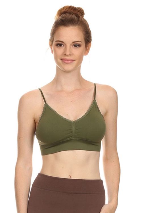 Anemone Women's Seamless V-Neck Padded Bralette with Adjustable