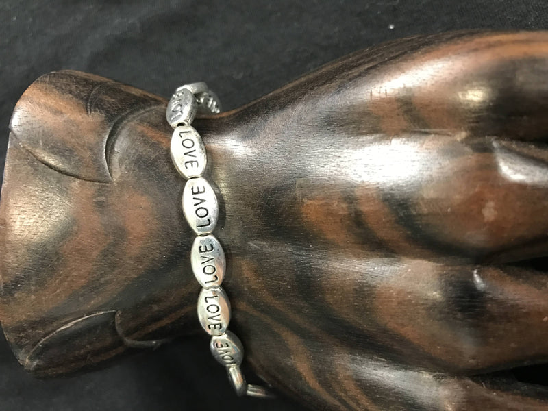 Bali Queen Inspirational Stretch Bracelet (Love Square) - Silver