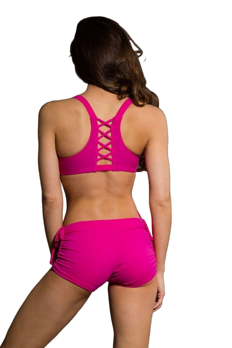 Onzie Hot Yoga Weave Bra Top 3054 - Hot pink - rear view