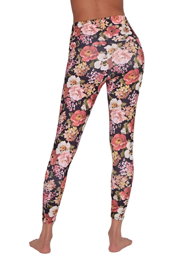 Onzie Flow Highrise Basic Midi 2029 and Plus - Dahlia Floral - Back View
