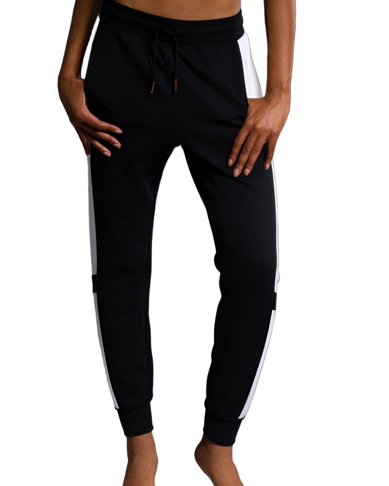 Onzie Yoga New Color Blocked Sweat Pant 2037 - Black - Front View