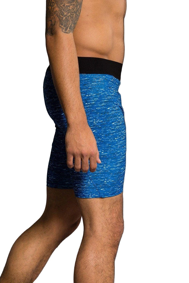 Onzie Hot Yoga Mens Fitted Shorts 508 - Earthquake - side view