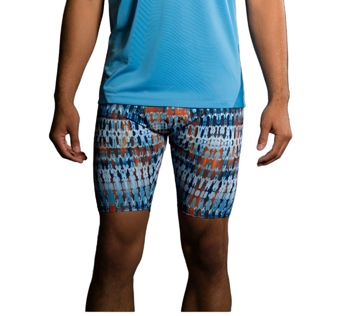 Onzie Hot Yoga Mens Fitted Shorts 508 - Shibori - front  view