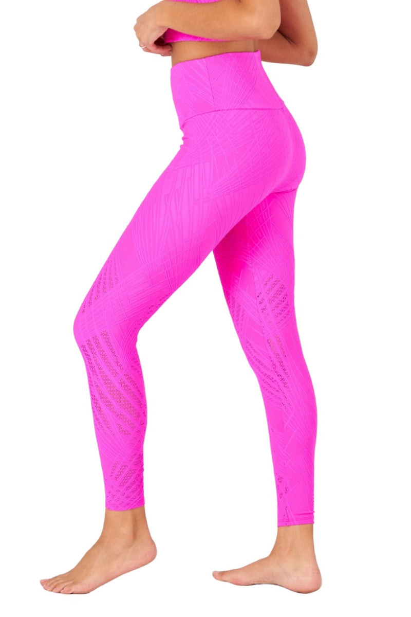 Onzie Selenite 7/8 Midi Legging 2083 - Knock Out Pink - Side View