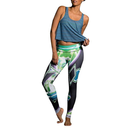 Onzie Hot Yoga Graphic Leggings 229 - Palm Sunset - front view