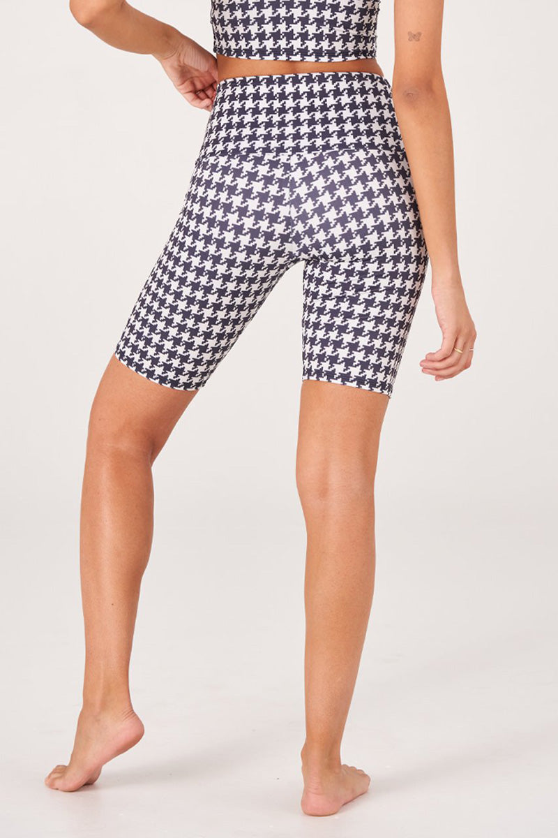 Onzie High Rise Bike Shorts 2225 - Houndstooth - Back View