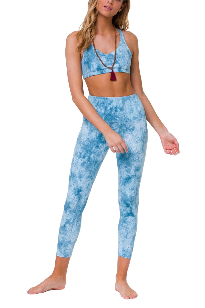 Onzie Sustainable Soul Graphic High Rise Midi Legging 2246 - Blue Hero - front alt view
