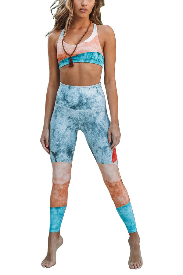 Onzie Sustainable Soul Graphic High Rise Midi Legging 2246 - Blue Hero - front view