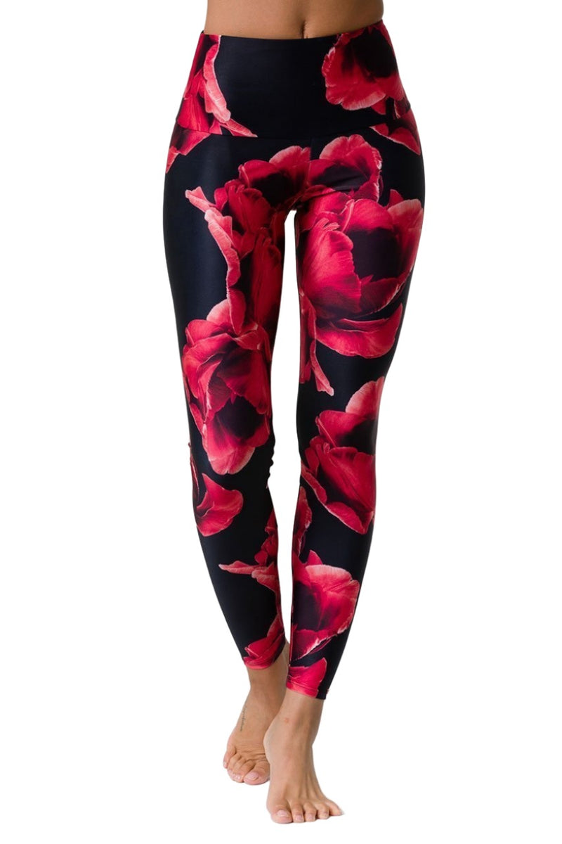 Onzie Hot Yoga High Rise Legging 228 - Volcanic Flower - Front View
