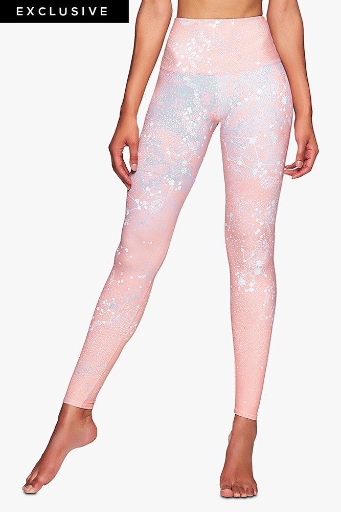 Onzie Hot Yoga High Rise Legging 276 - Blush Constellation - front view