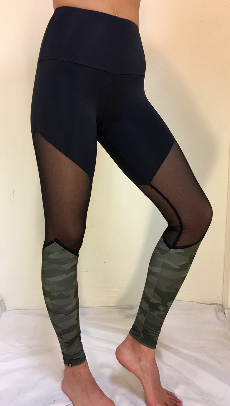 Onzie High Rise Track Legging 2046 - Moss Camouflage - side view