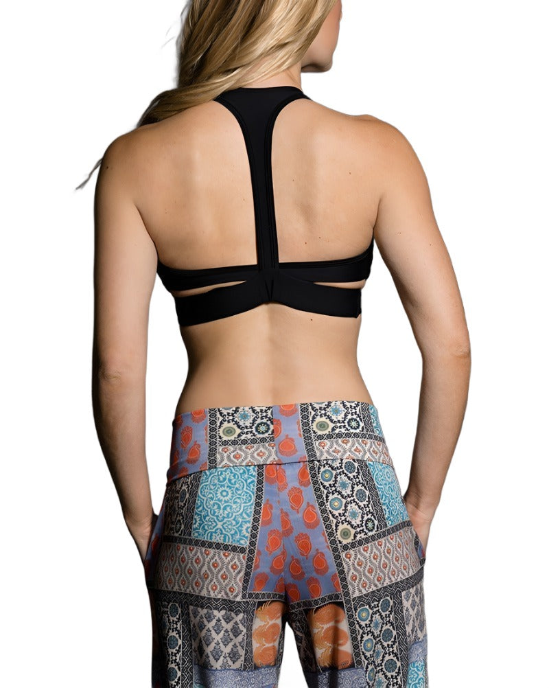 Onzie Hot Yoga Wrap Bra 3600 - Black - rear view