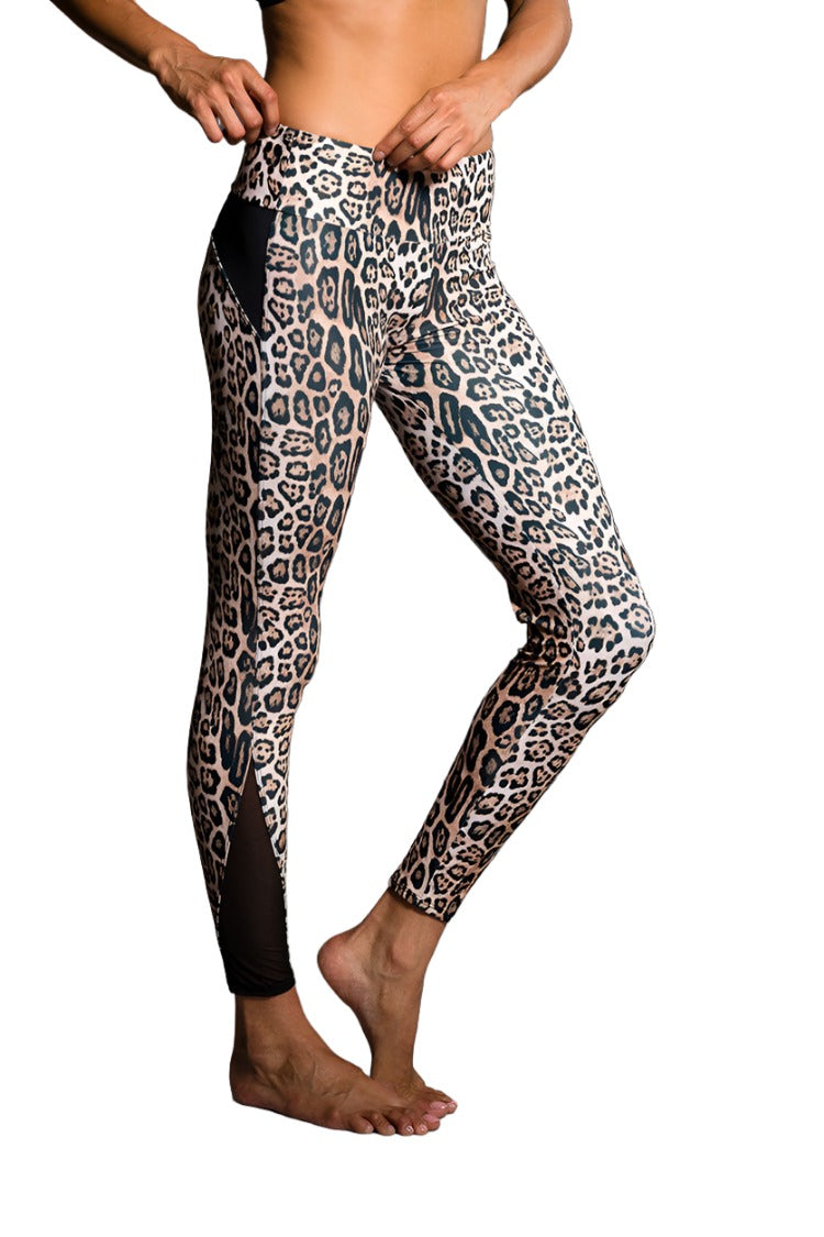Onzie Hot Yoga Shaper Legging 291 - Leopard Onzie - Side View