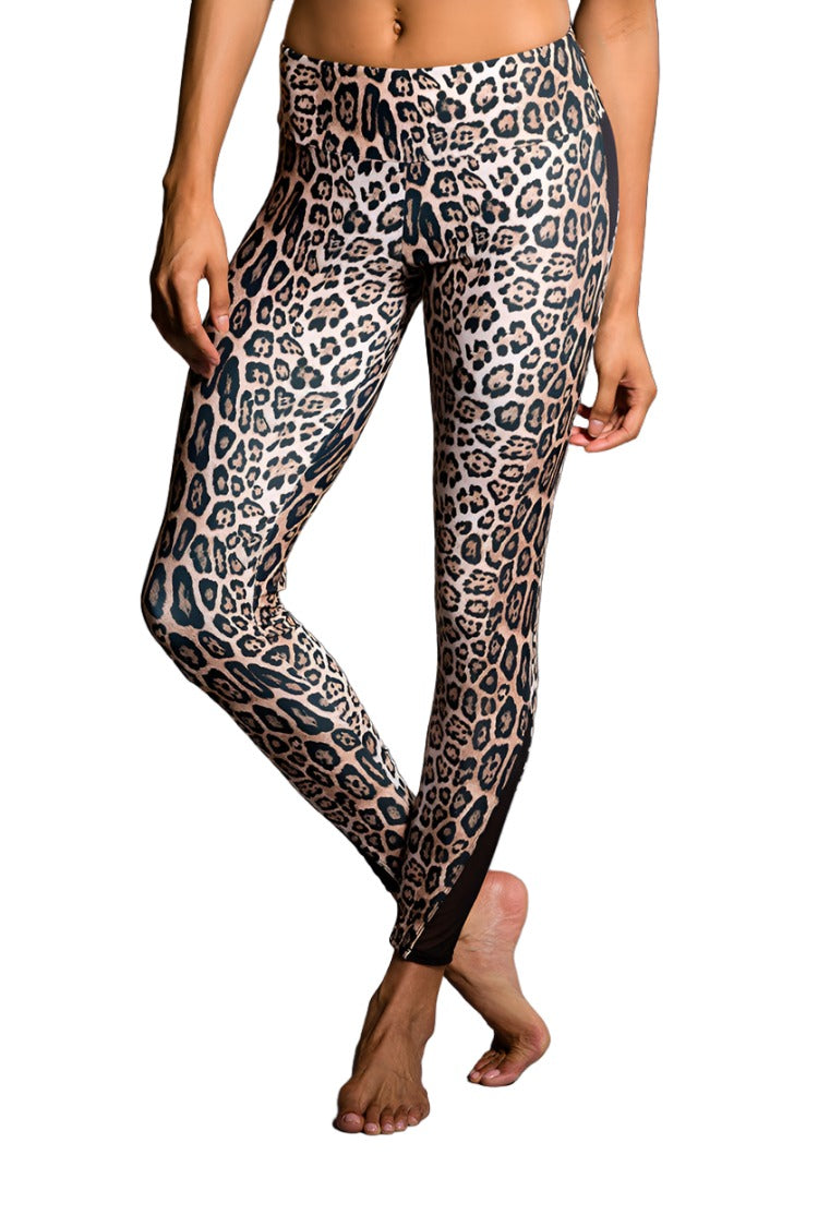 Onzie Hot Yoga Shaper Legging 291 - Leopard Onzie - Front View