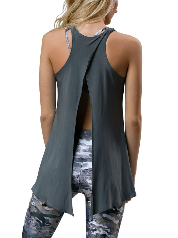 Onzie Hot Yoga 3109 Tie Back Tank One Size - Metal - Back View
