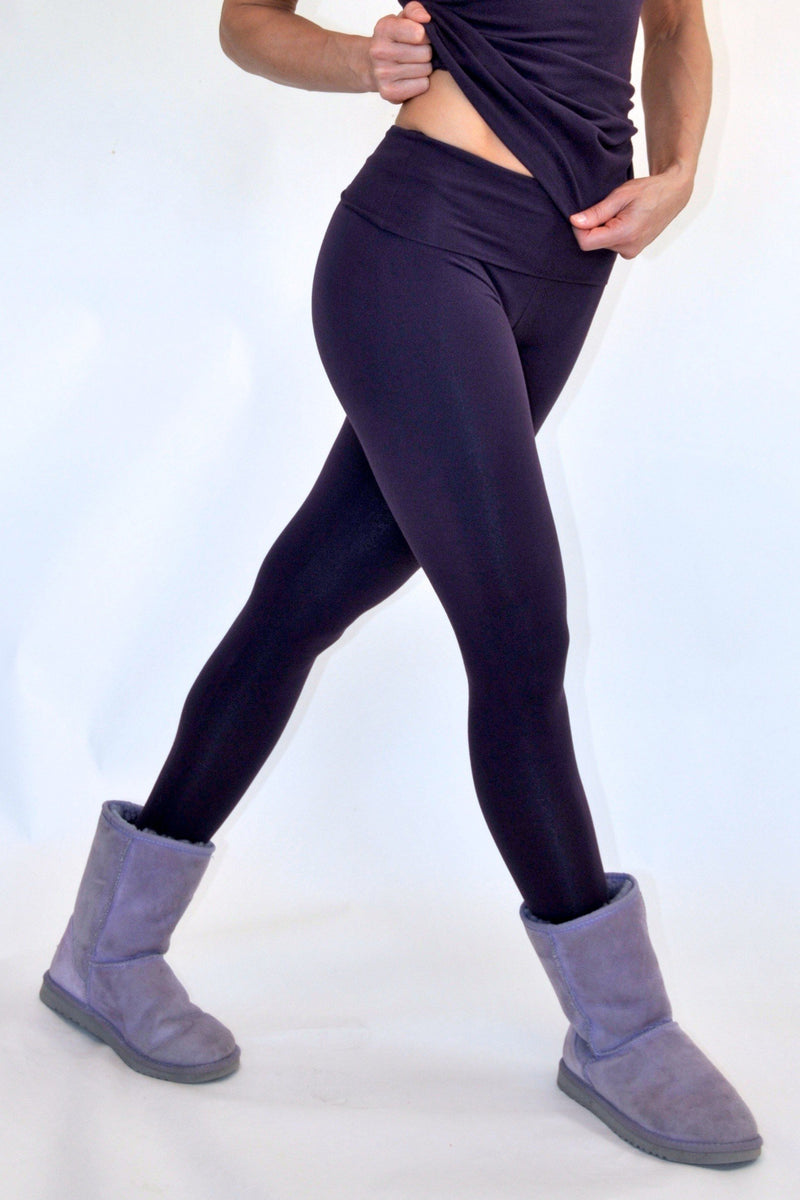 One Step Ahead Roll Down Fitted Leggings R200 - Eggplant  - side view