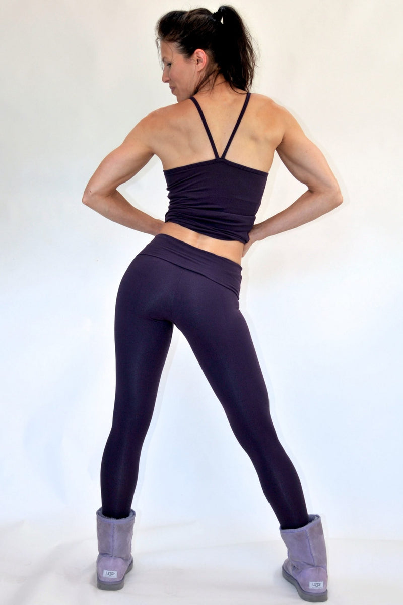 One Step Ahead Roll Down Fitted Leggings R200 - Eggplant - rear view