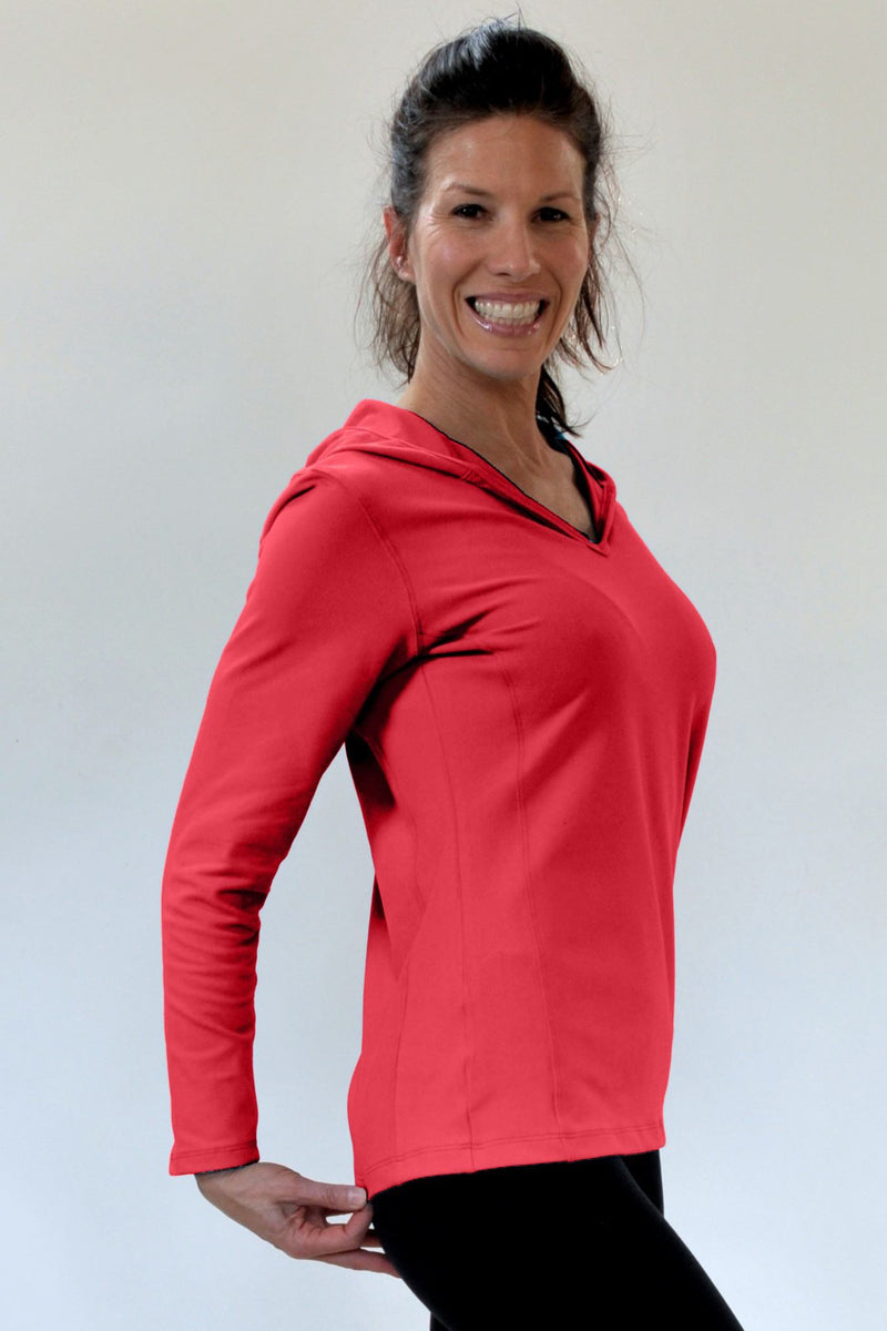 One Step Ahead Simple Hoodie Brushed Supplex 20150 - Poinsettia - side view