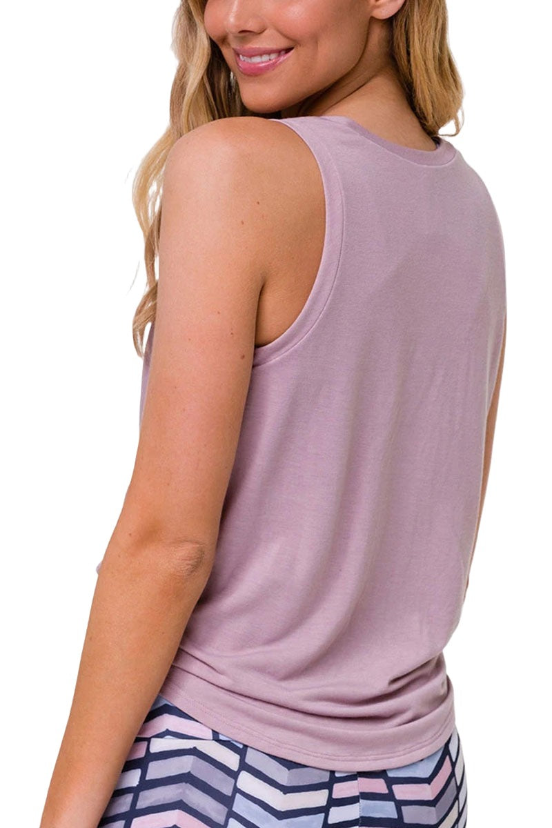 Onzie Flow Knot Tee V Neck 3774 - Woodrose  - rear view