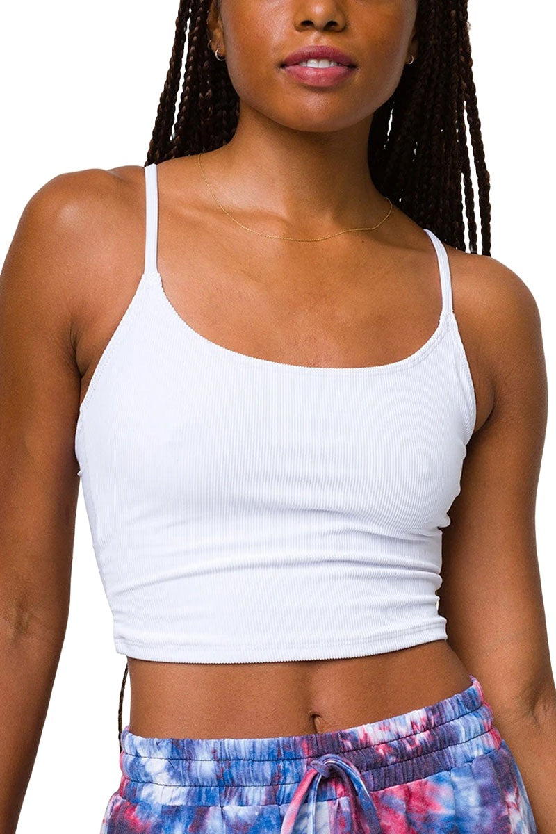 Onzie Flow Belle Cami Crop Top 3778 Ribbed - White Rib - front alt view