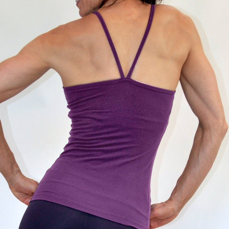 One Step Ahead V Neck Cami Long Top 20184 - wine - rear view