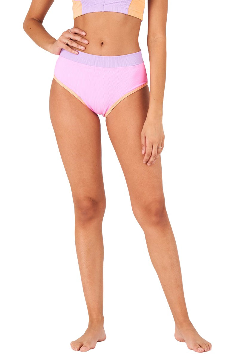 Onzie Yoga Le Femme Swim Bikini 6004 - Bubblegum Pink/Cantaloupe - Front View