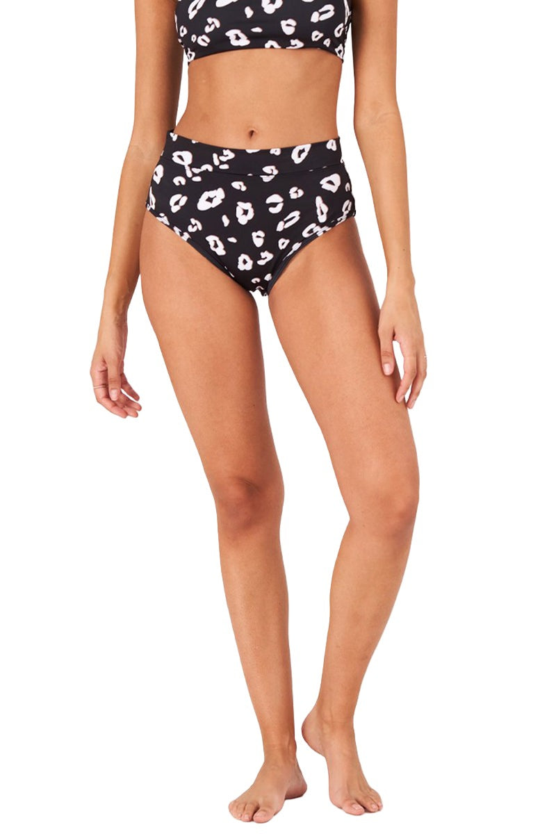 Onzie Yoga Le Femme Swim Bikini 6004 - Black White Leopard - Front View