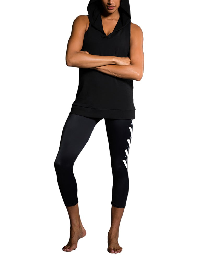 Onzie Hot Yoga Wear X Back Hoodie 606 - Black - Front Full View