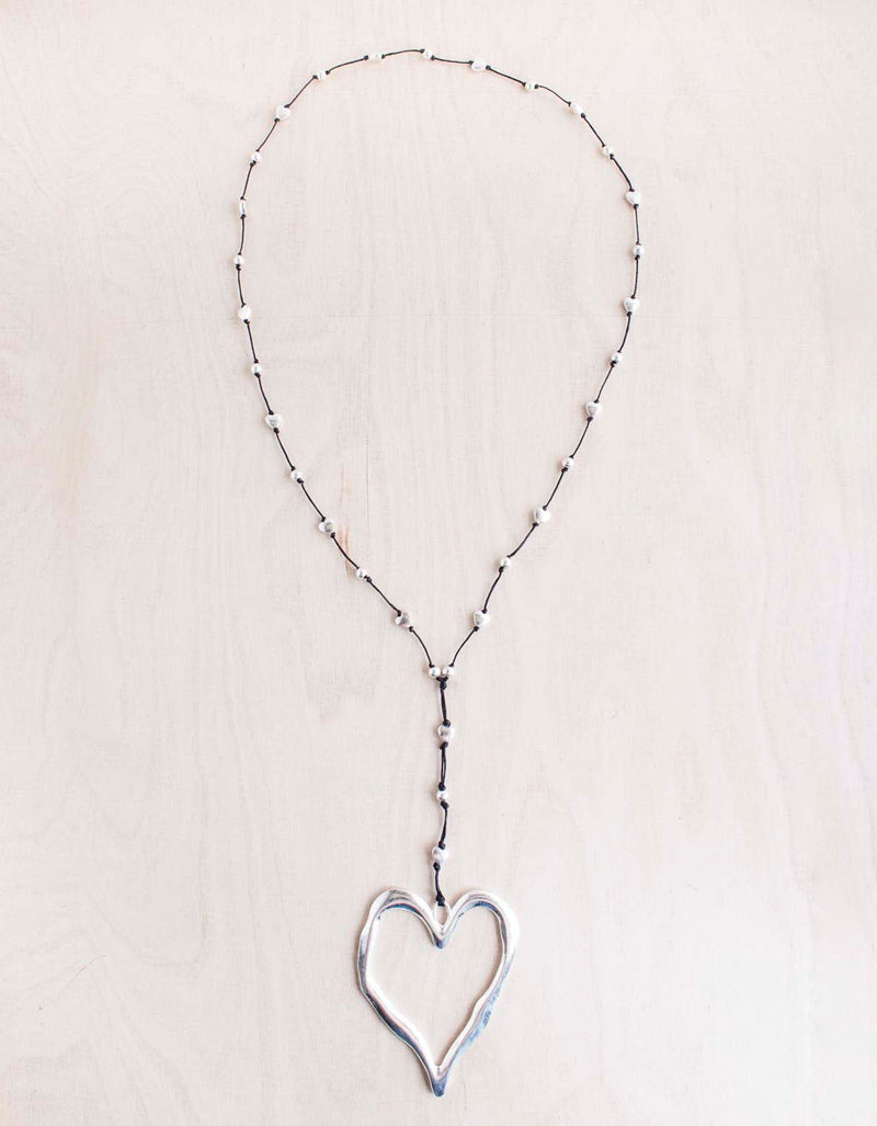 Bali Queen Open Heart Necklace - Silver