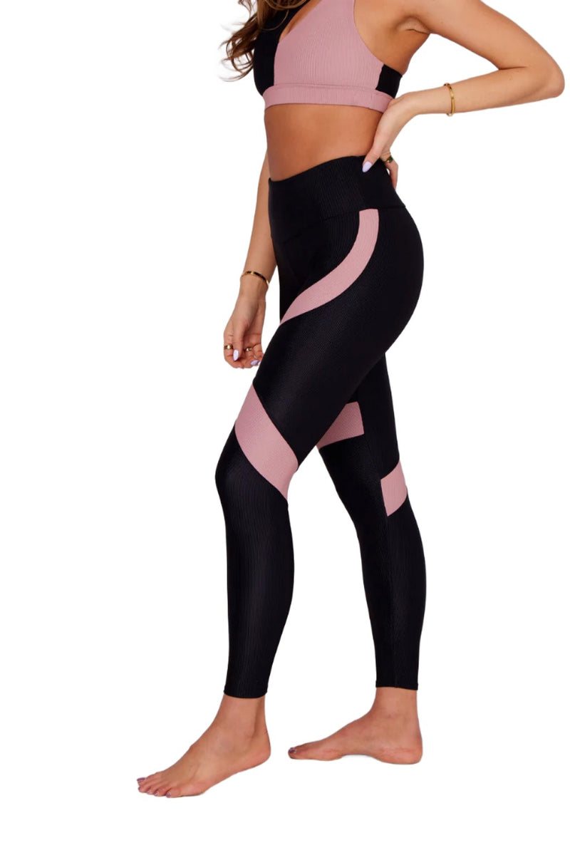 Onzie Flow Cadence Legging 2274 - Antique Rose Combo - Full Side View