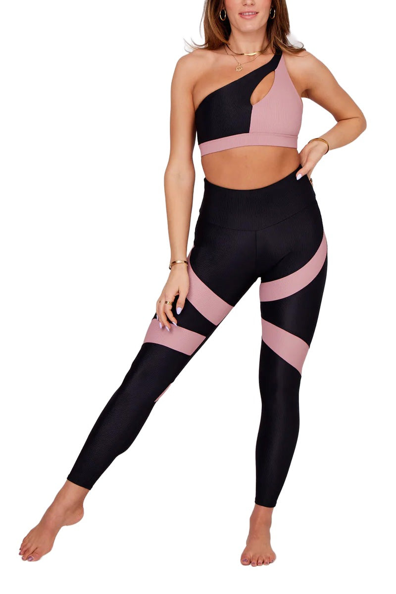 Onzie Flow Cadence Legging 2274 - Antique Rose Combo - Front Full View