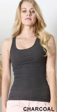 Zenana Racer Ribbed Knit Tank T1159 - charcoal - front  view