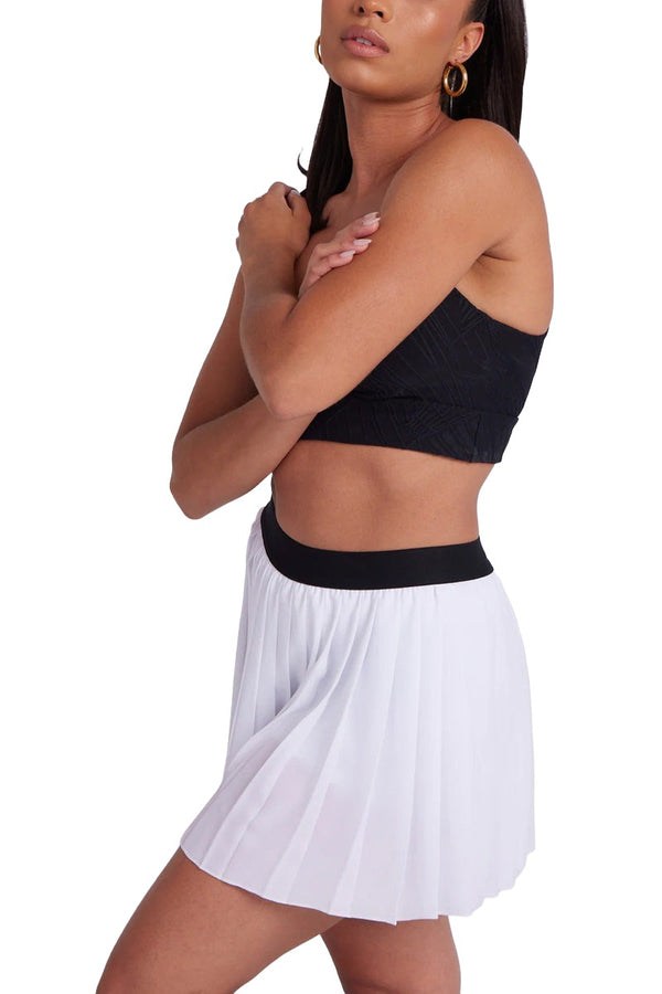 Onzie Pleated Tennis Skirt 2293 - White - Side View