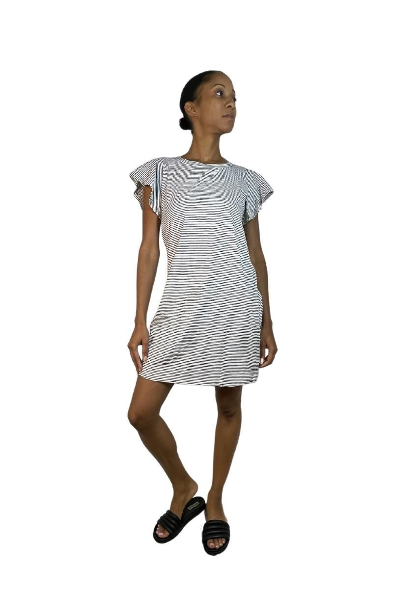 TLA Petite Striped Flutter Sleeve Dress | Fitness Fashions Thin Stripe / XS Petite TLA Petite Striped Flutter Sleeve Dress | Fitness Fashions Thin Stripe / XS Petite