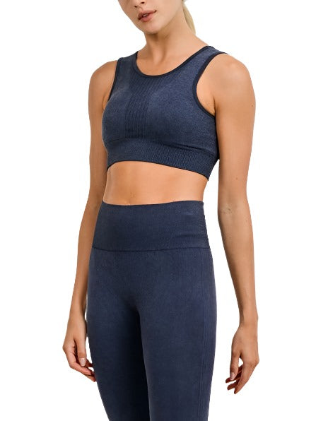 Mono B Seamless Triangle Perforated Sports Bra AT2649 - Black - front alt view