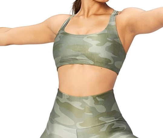 Core 10 Yoga Chic Bra - Green Camo - front view